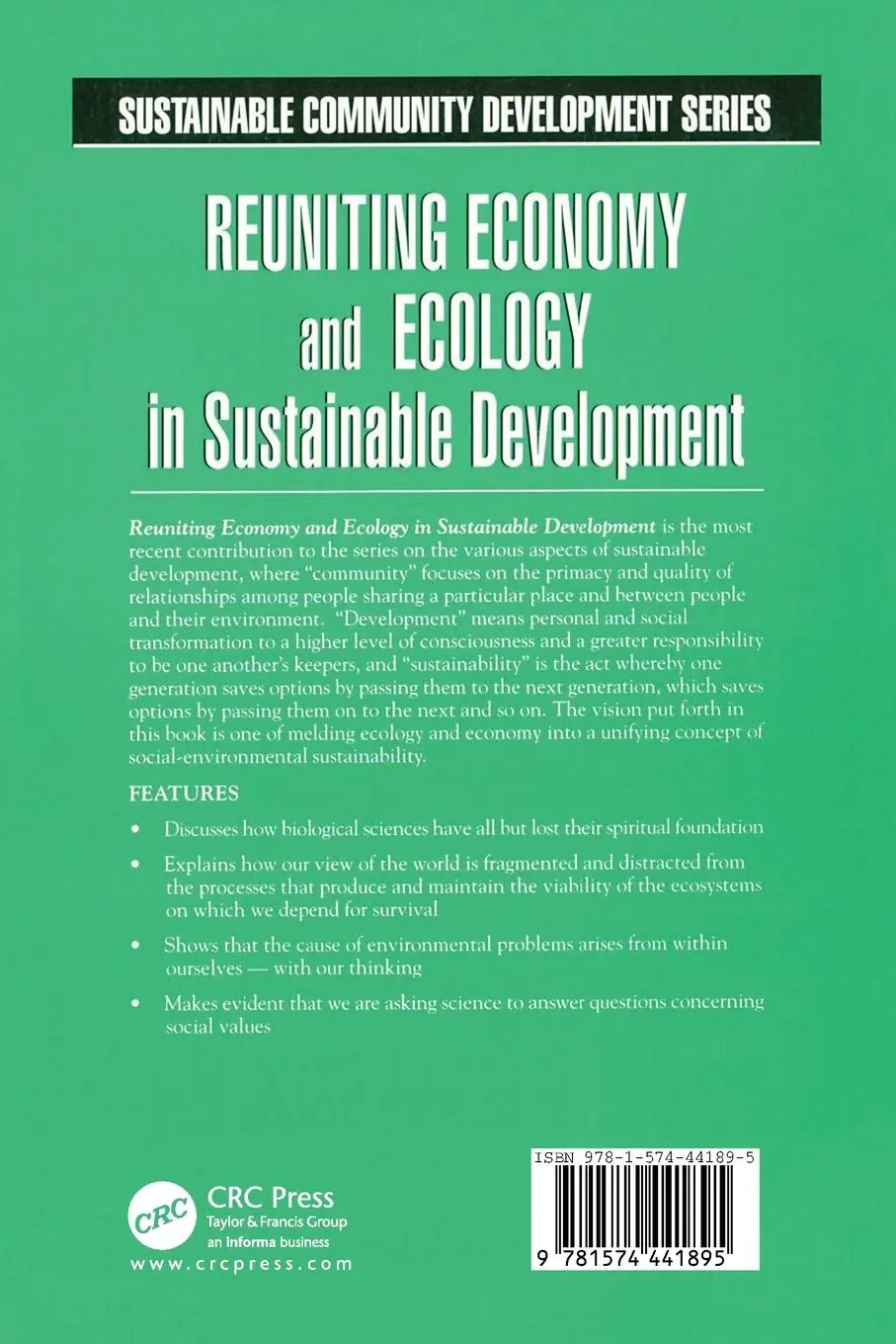 Rückseite: 9781574441895 | Reuniting Economy and Ecology in Sustainable Development | Taschenbuch