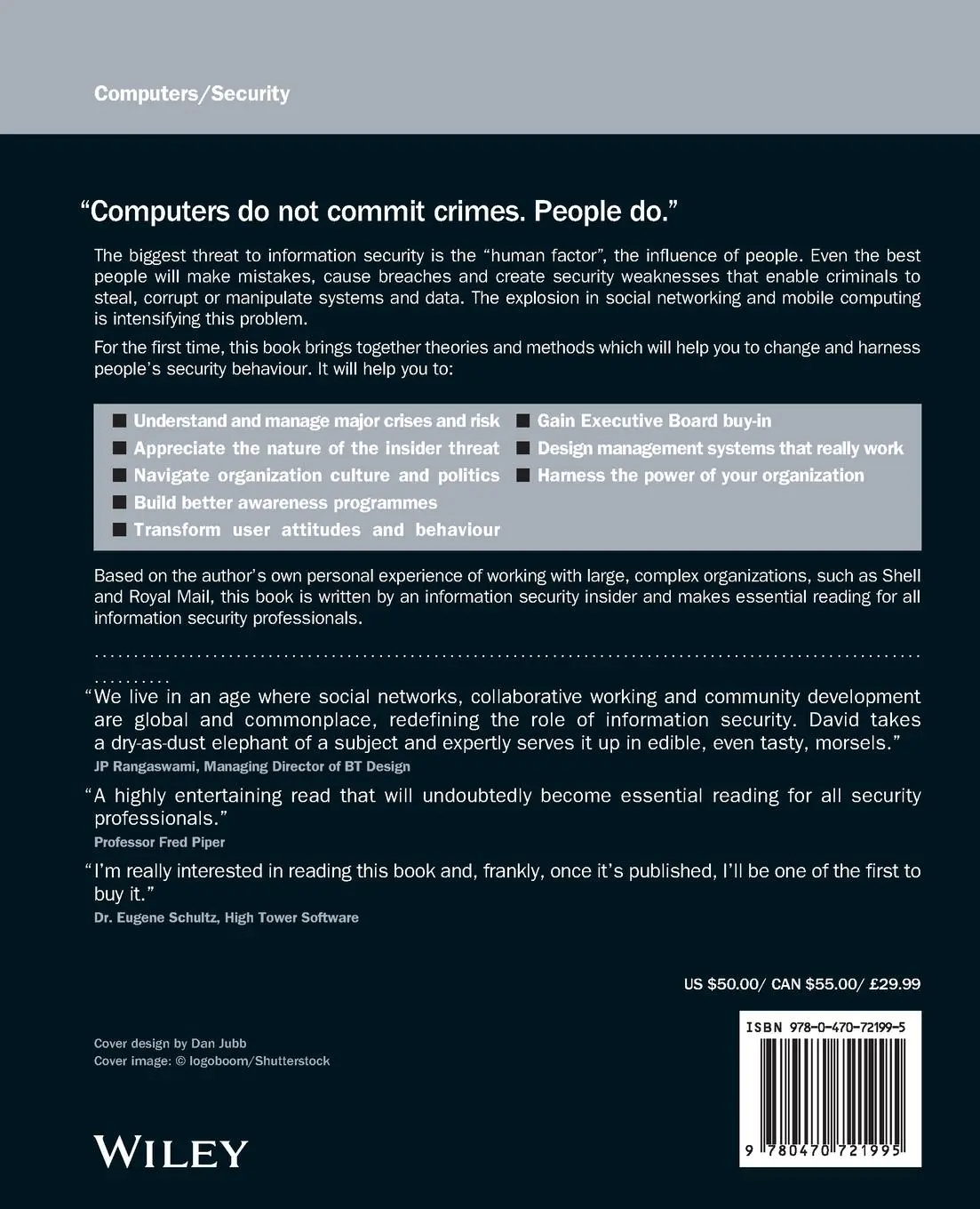 Rückseite: 9780470721995 | Managing the Human Factor in Information Security- How to win over...