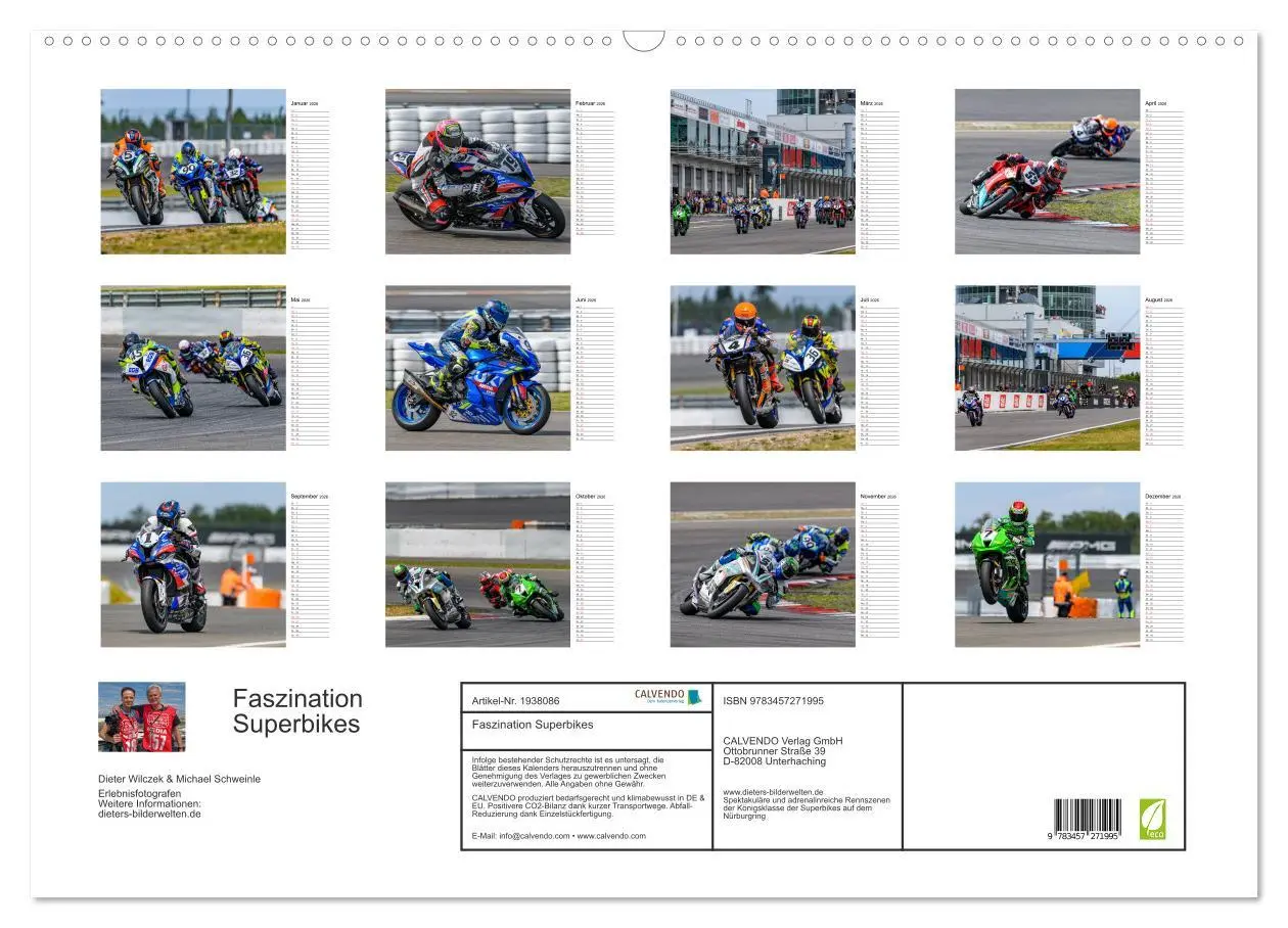 Bild: 9783457271995 | Faszination Superbikes (Wandkalender 2026 DIN A2 quer), CALVENDO...