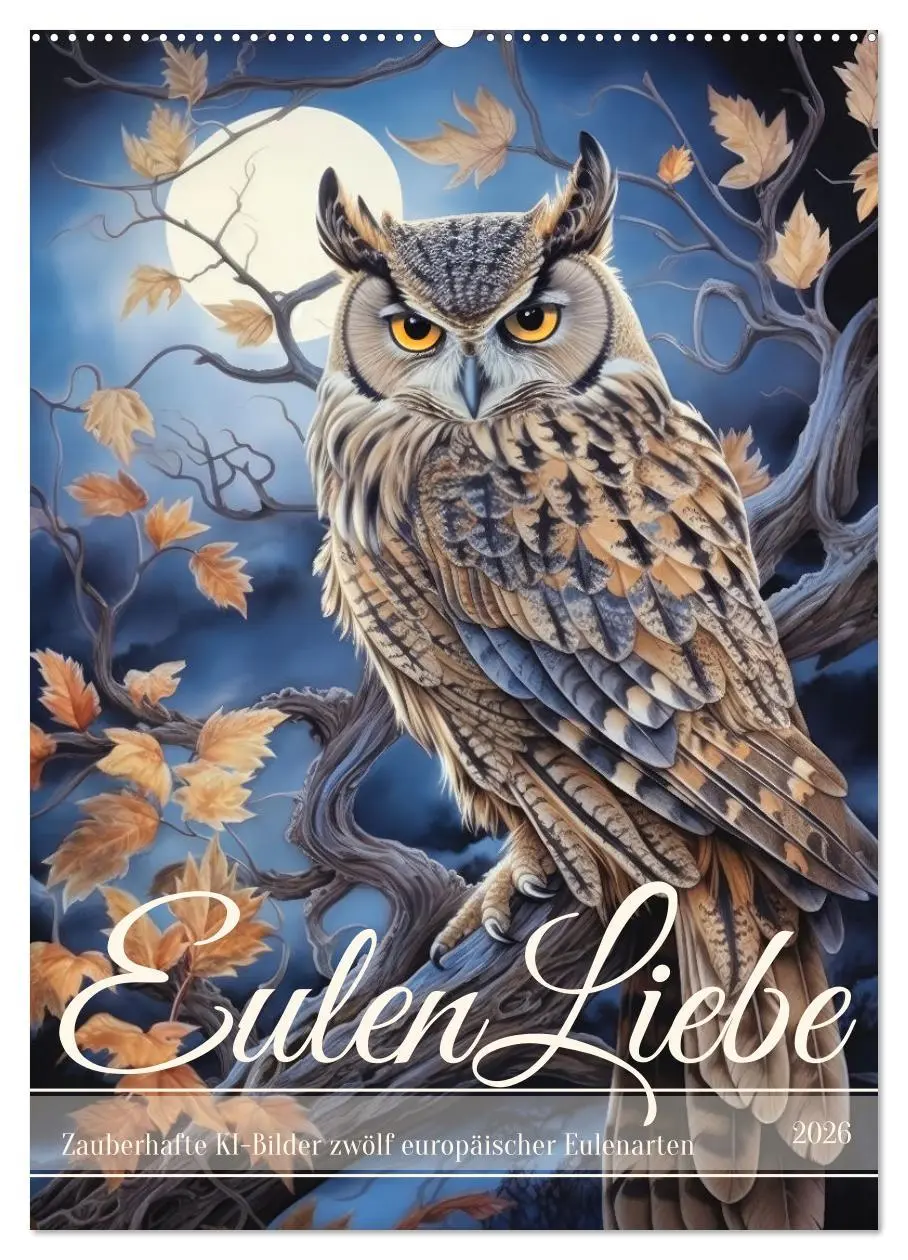 Cover: 9783516291995 | Eulenliebe (Wandkalender 2026 DIN A2 hoch), CALVENDO Monatskalender