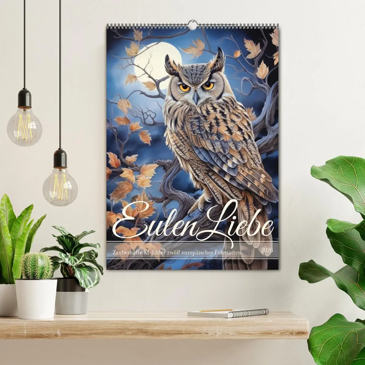 Bild: 9783516291995 | Eulenliebe (Wandkalender 2026 DIN A2 hoch), CALVENDO Monatskalender