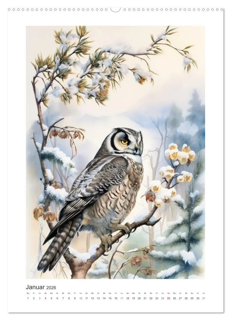 Bild: 9783516291995 | Eulenliebe (Wandkalender 2026 DIN A2 hoch), CALVENDO Monatskalender