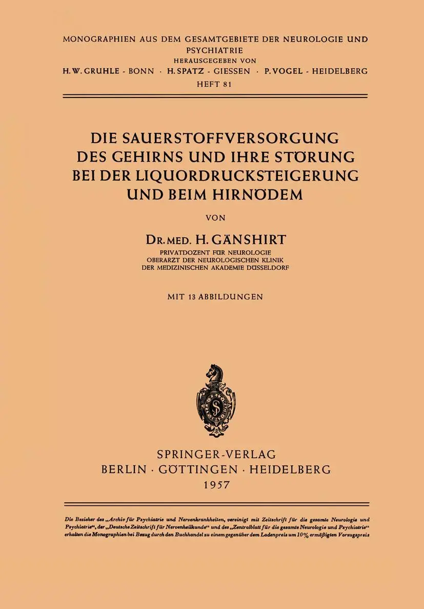 Cover: 9783540021995 | Die Sauerstoffversorgung des Gehirns und ihre Störung bei der...