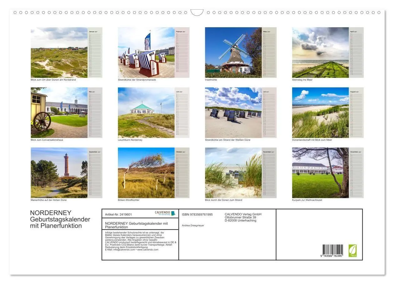Bild: 9783569761995 | NORDERNEY Geburtstagskalender mit Planerfunktion (Wandkalender 2027...