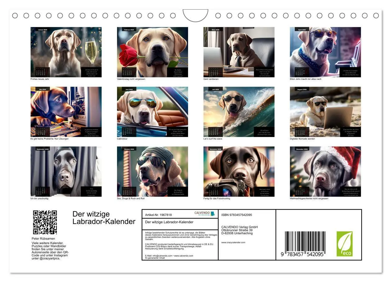 Bild: 9783457542095 | Der witzige Labrador-Kalender (Wandkalender 2026 DIN A4 quer),...