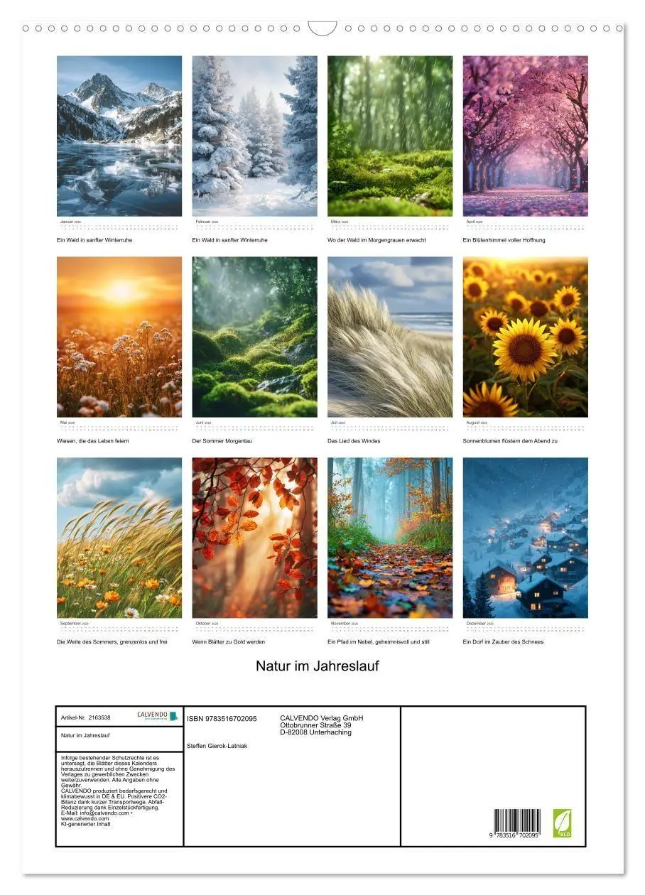 Bild: 9783516702095 | Natur im Jahreslauf (Wandkalender 2026 DIN A2 hoch), CALVENDO...