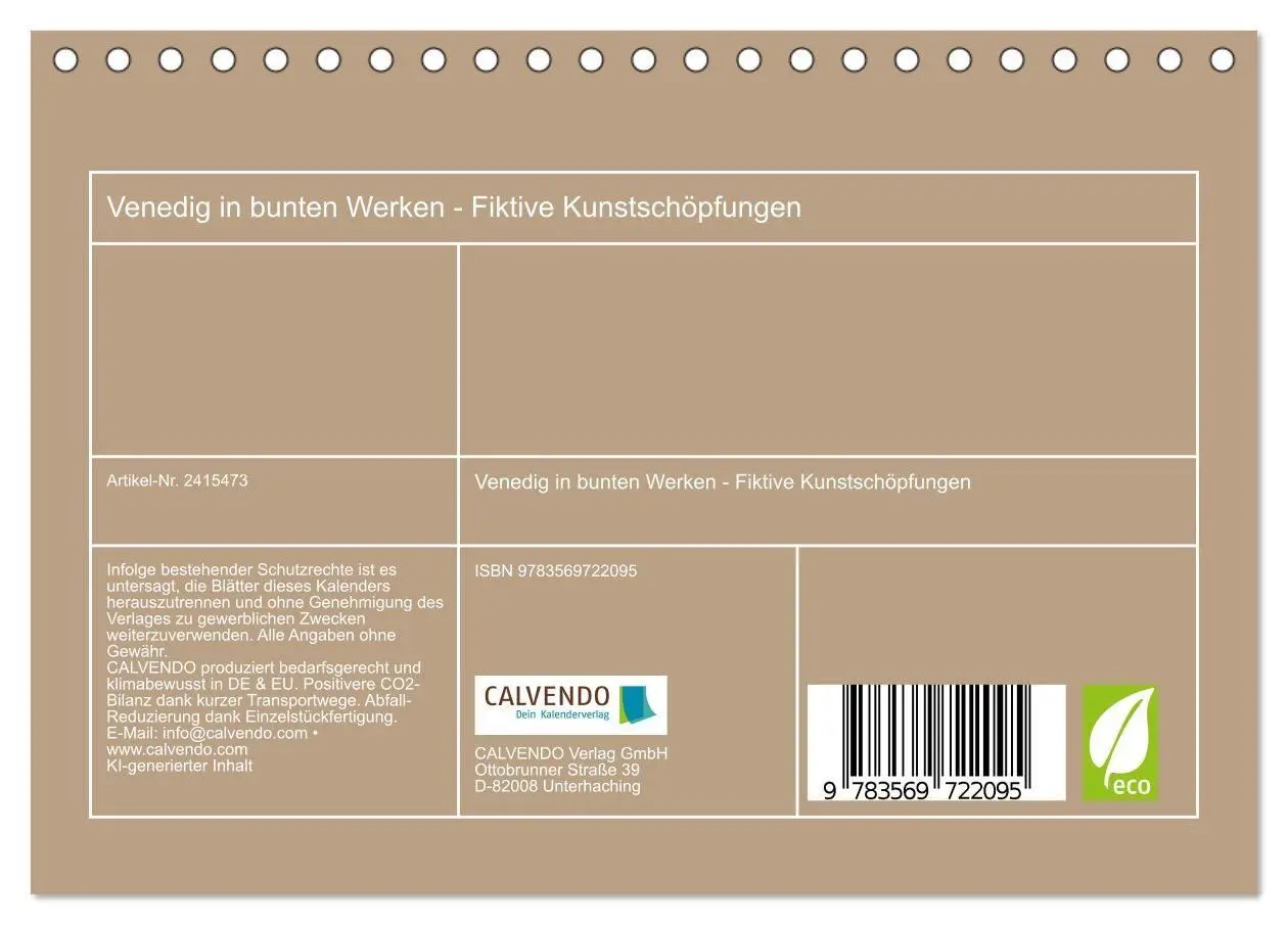 Bild: 9783569722095 | Venedig in bunten Werken - Fiktive Kunstschöpfungen (Tischkalender...