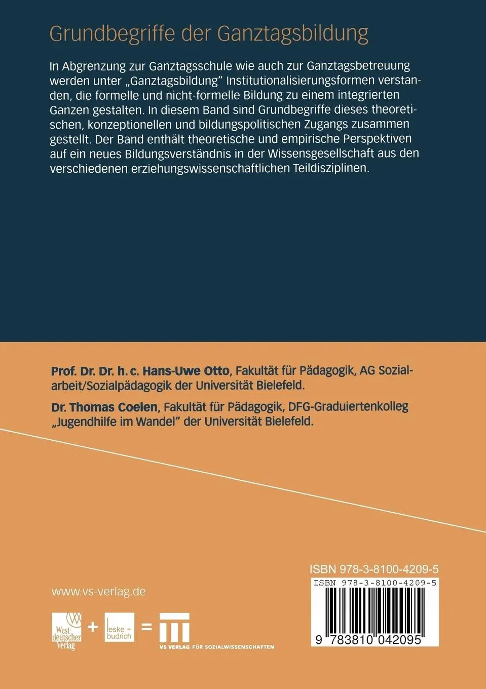 Rückseite: 9783810042095 | Grundbegriffe der Ganztagsbildung | Thomas Coelen (u. a.) | Buch