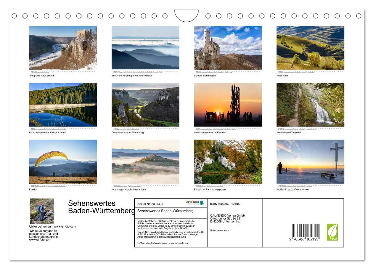 Bild: 9783457912195 | Sehenswertes Baden-Württemberg (Wandkalender 2026 DIN A4 quer),...