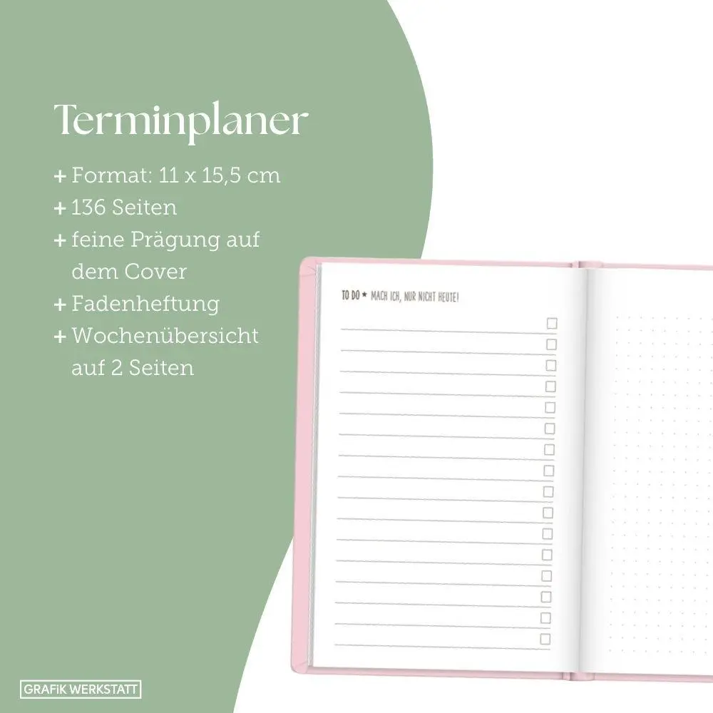 Bild: 9783986362195 | Terminplaner Lederlook 2027 Rosa | Terminplaner Lederlook A6 | Buch