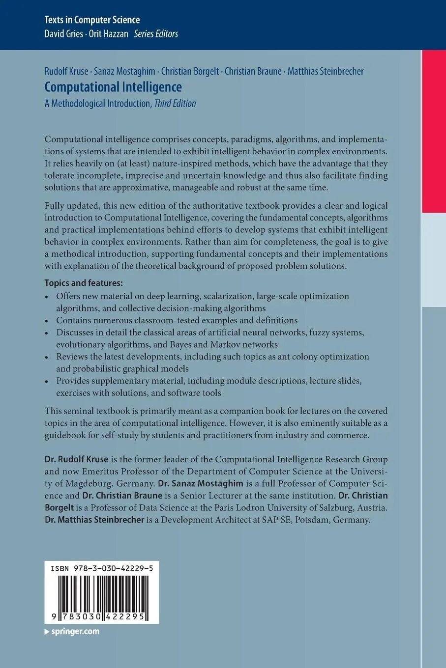 Rückseite: 9783030422295 | Computational Intelligence | A Methodological Introduction | Buch