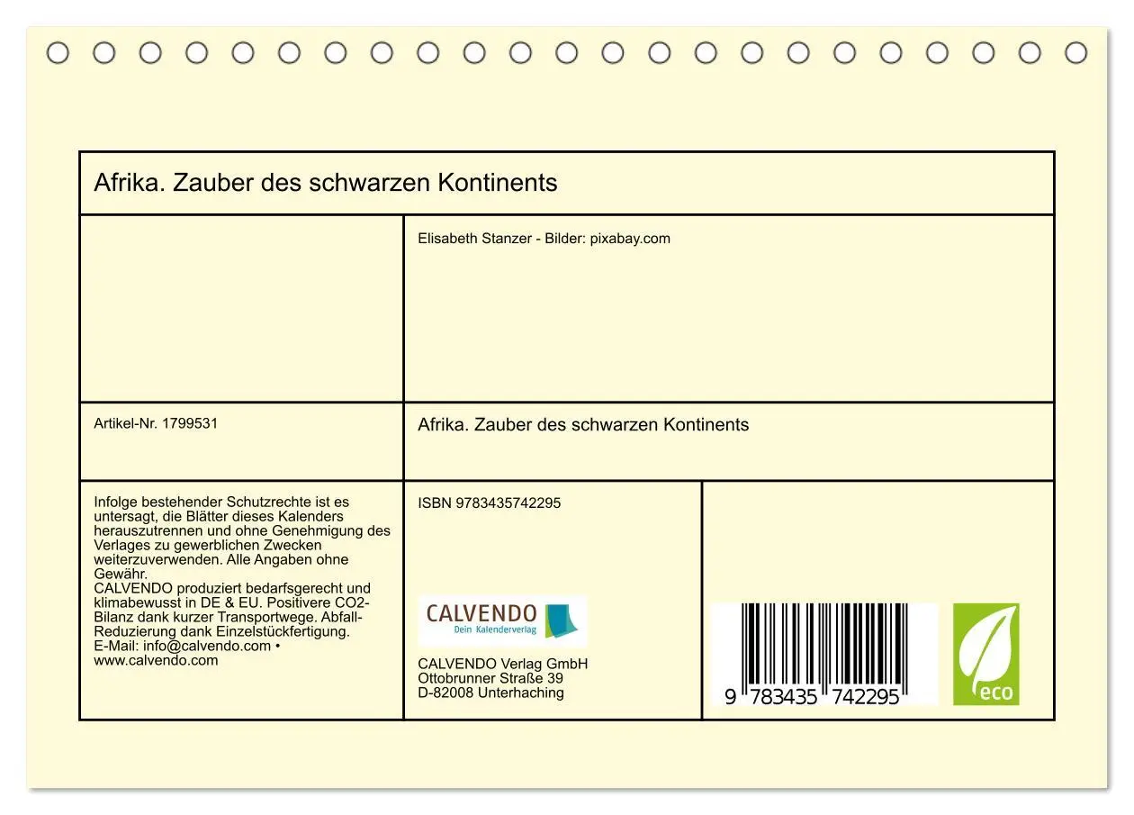Bild: 9783435742295 | Afrika. Zauber des schwarzen Kontinents (Tischkalender 2025 DIN A5...