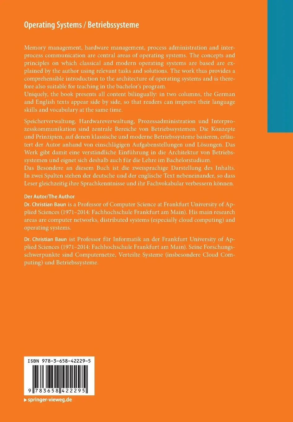 Rückseite: 9783658422295 | Operating Systems / Betriebssysteme | Christian Baun | Taschenbuch