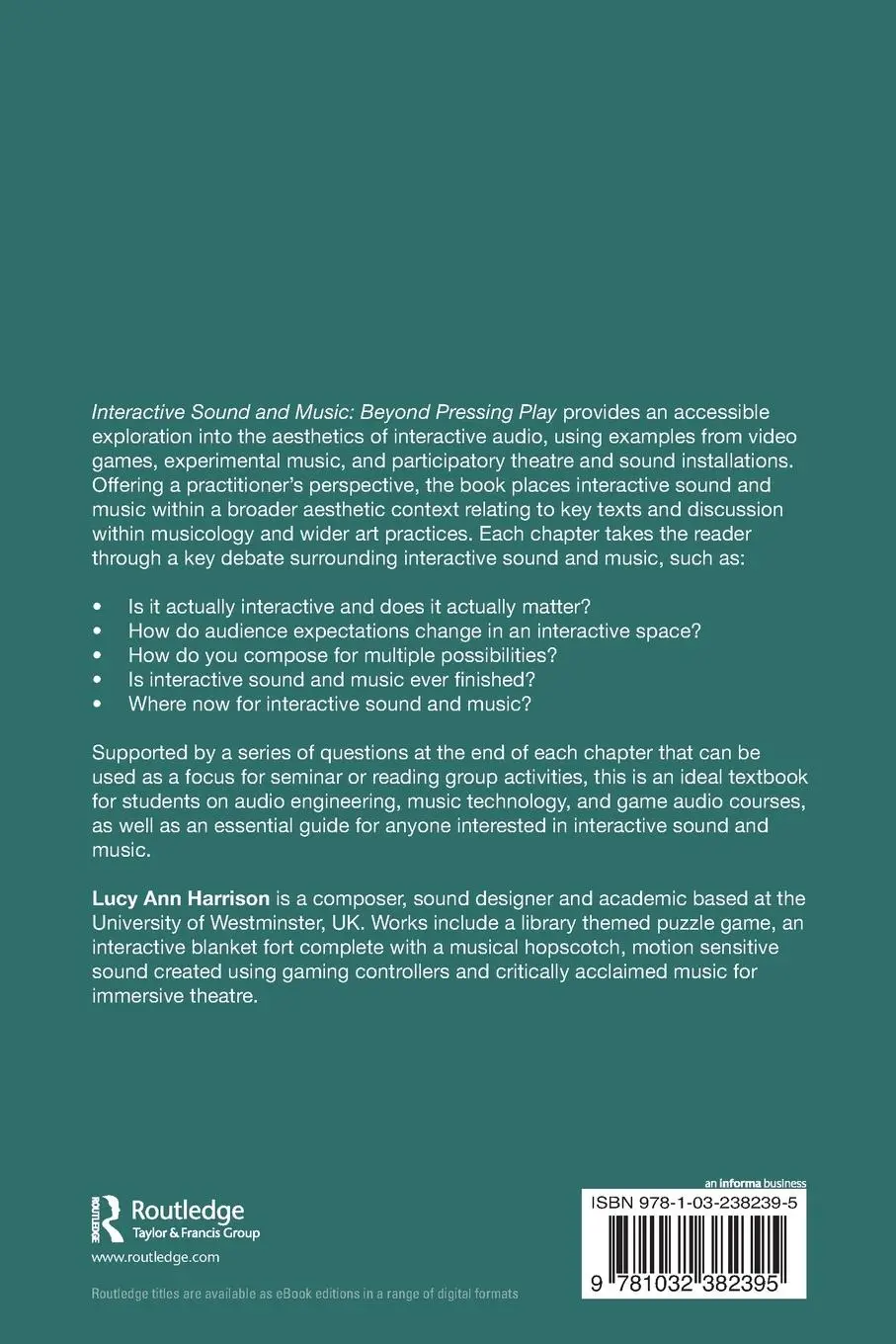 Rückseite: 9781032382395 | Interactive Sound and Music | Beyond Pressing Play | Lucy Ann Harrison