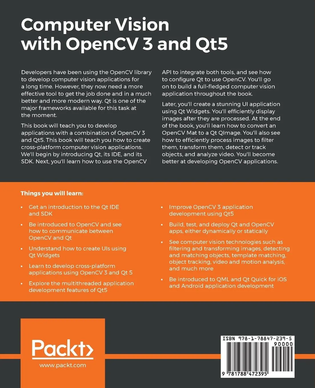 Rückseite: 9781788472395 | Computer Vision with OpenCV 3 and Qt5 | Amin Ahmadi Tazehkandi | Buch