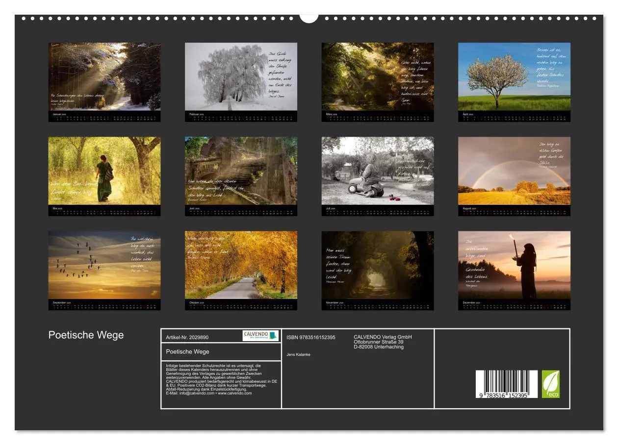 Bild: 9783516152395 | Poetische Wege (hochwertiger Premium Wandkalender 2026 DIN A2...