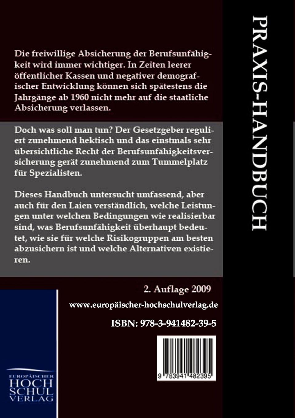 Rückseite: 9783941482395 | Handbuch der Berufsunfähigkeit | Katrin Landmann | Taschenbuch | 2009