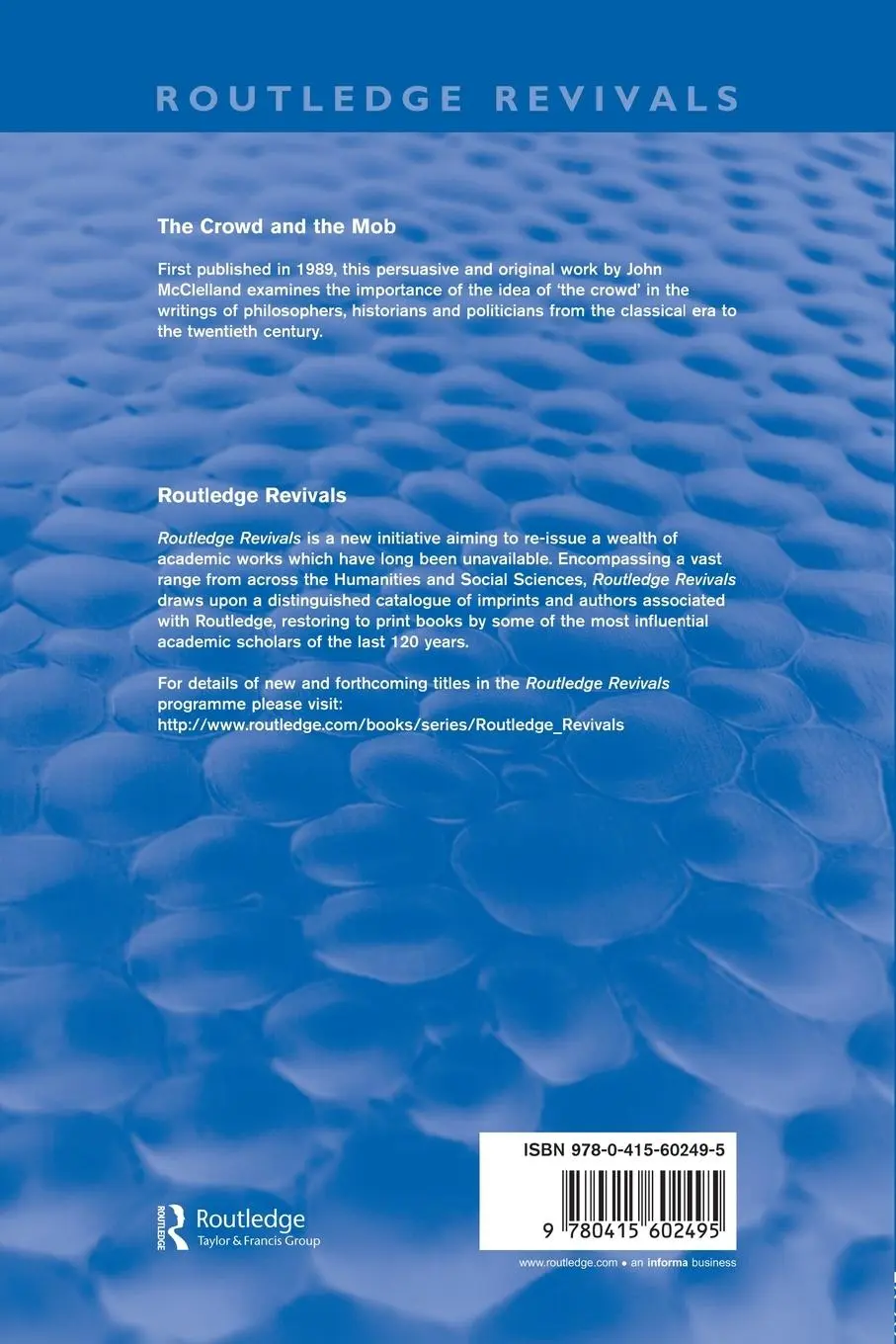 Rückseite: 9780415602495 | The Crowd and the Mob (Routledge Revivals) | From Plato to Canetti