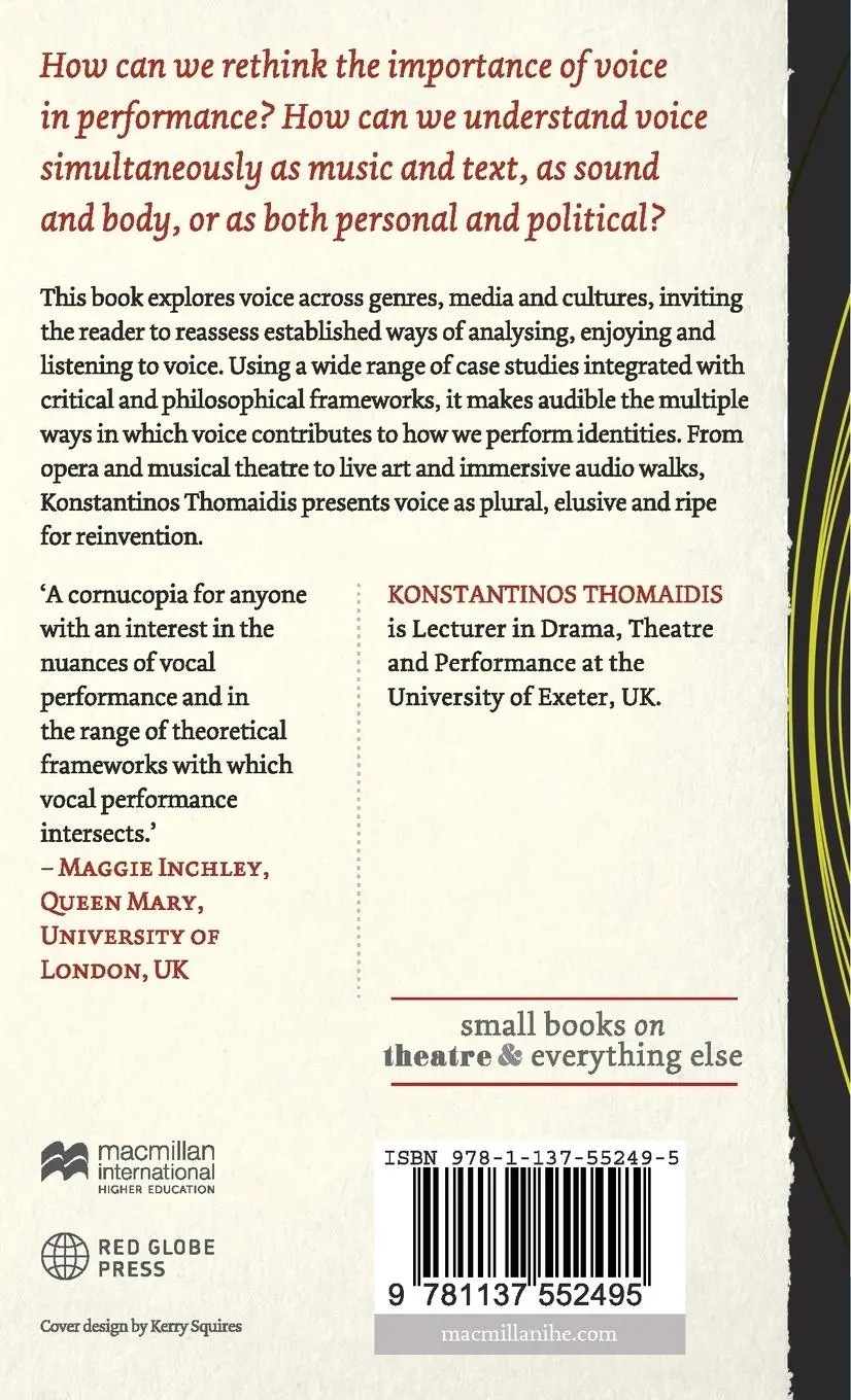 Rückseite: 9781137552495 | Theatre and Voice | Konstantinos Thomaidis | Taschenbuch | XIII | 2017