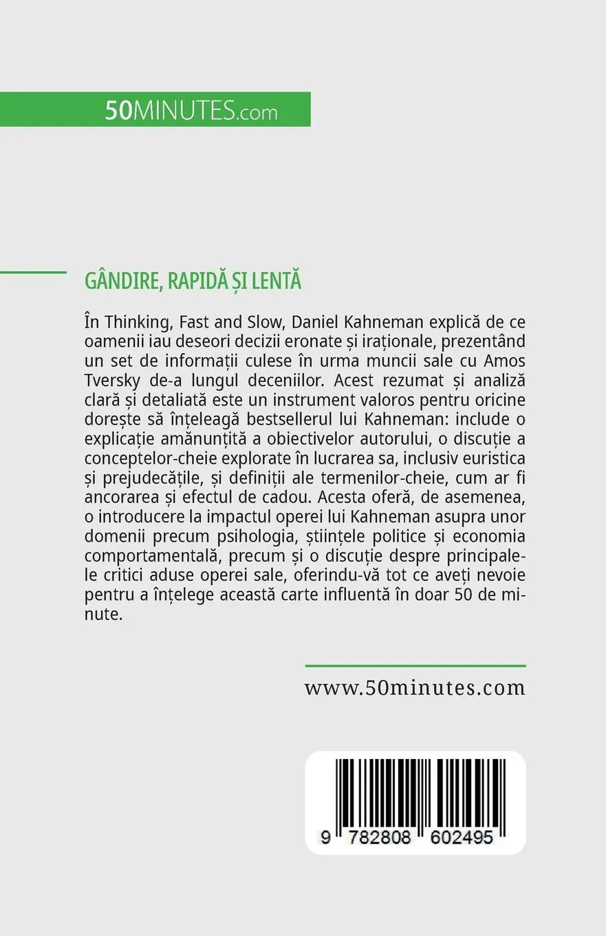 Rückseite: 9782808602495 | Gândire, rapid¿ ¿i lent¿ | Dries Glorieux | Taschenbuch | Rumänisch