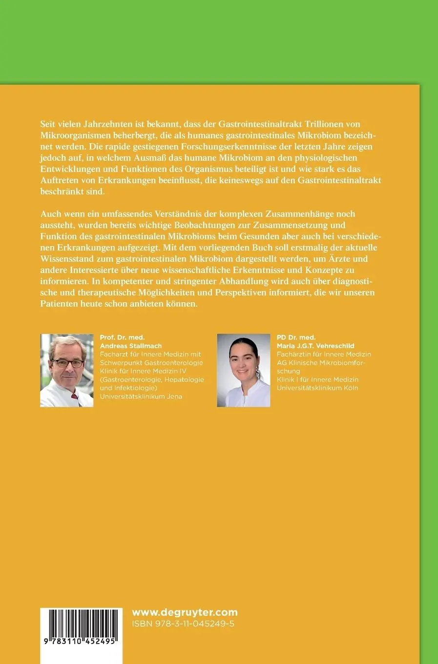 Rückseite: 9783110452495 | Mikrobiom | Wissensstand und Perspektiven | Vehreschild (u. a.) | Buch
