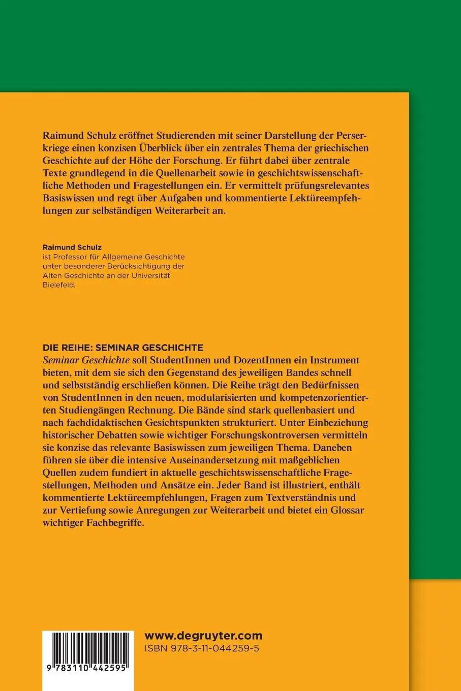 Rückseite: 9783110442595 | Die Perserkriege | Raimund Schulz | Taschenbuch | De Gruyter Studium