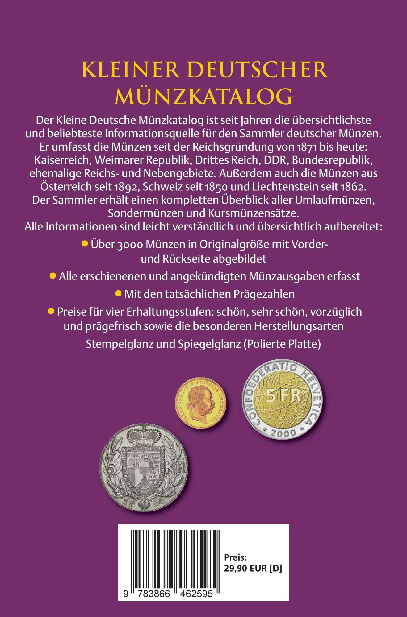 Rückseite: 9783866462595 | Kleiner deutscher Münzkatalog | von 1871 bis heute | Günter Schön