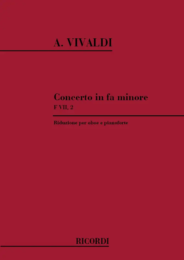 Cover: 9790041292595 | Concerto per Oboe, Archi e BC: in Fa Rv 455 | F.Vii-2 - Tomo 14