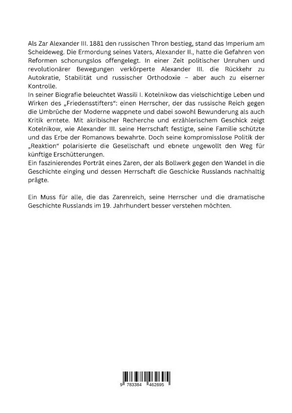 Rückseite: 9783384462695 | Alexander III.: Der unerschütterliche Monarch | Wassili I. Kotelnikow