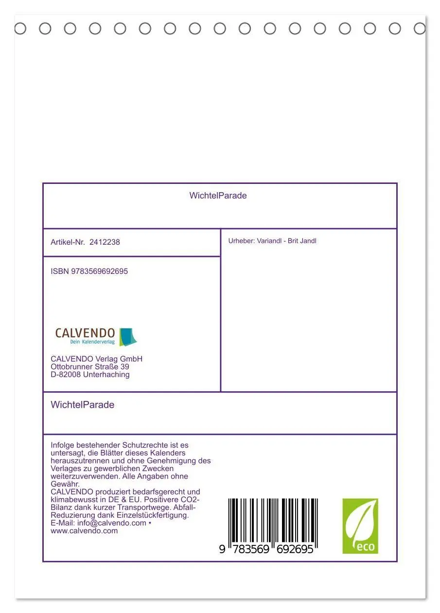 Bild: 9783569692695 | WichtelParade (Tischkalender 2027 DIN A5 hoch), CALVENDO...