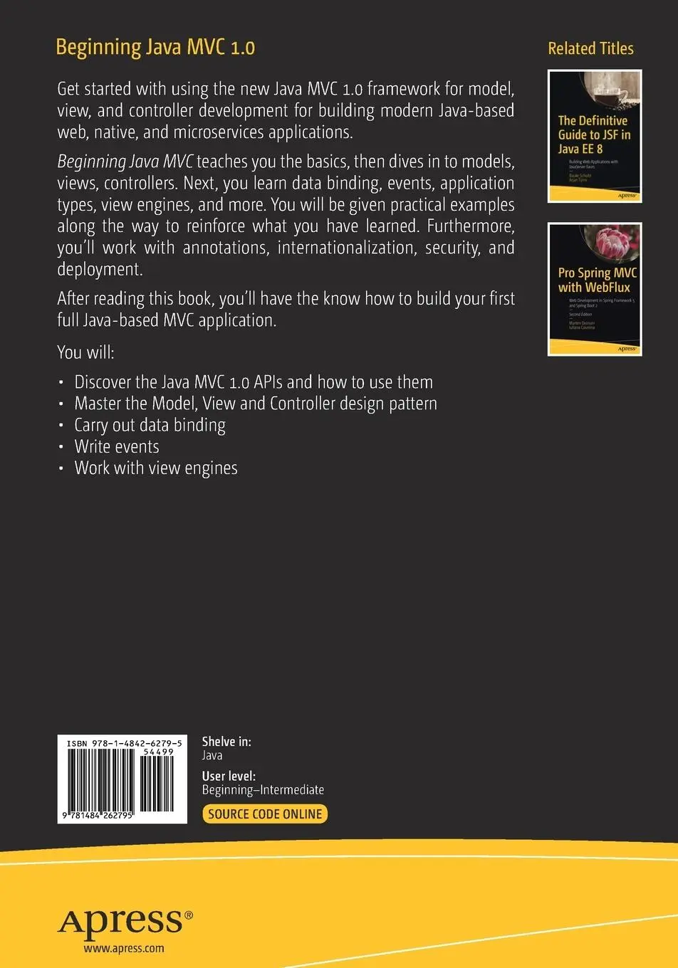 Rückseite: 9781484262795 | Beginning Java MVC 1.0 | Peter Späth | Taschenbuch | xviii | Englisch