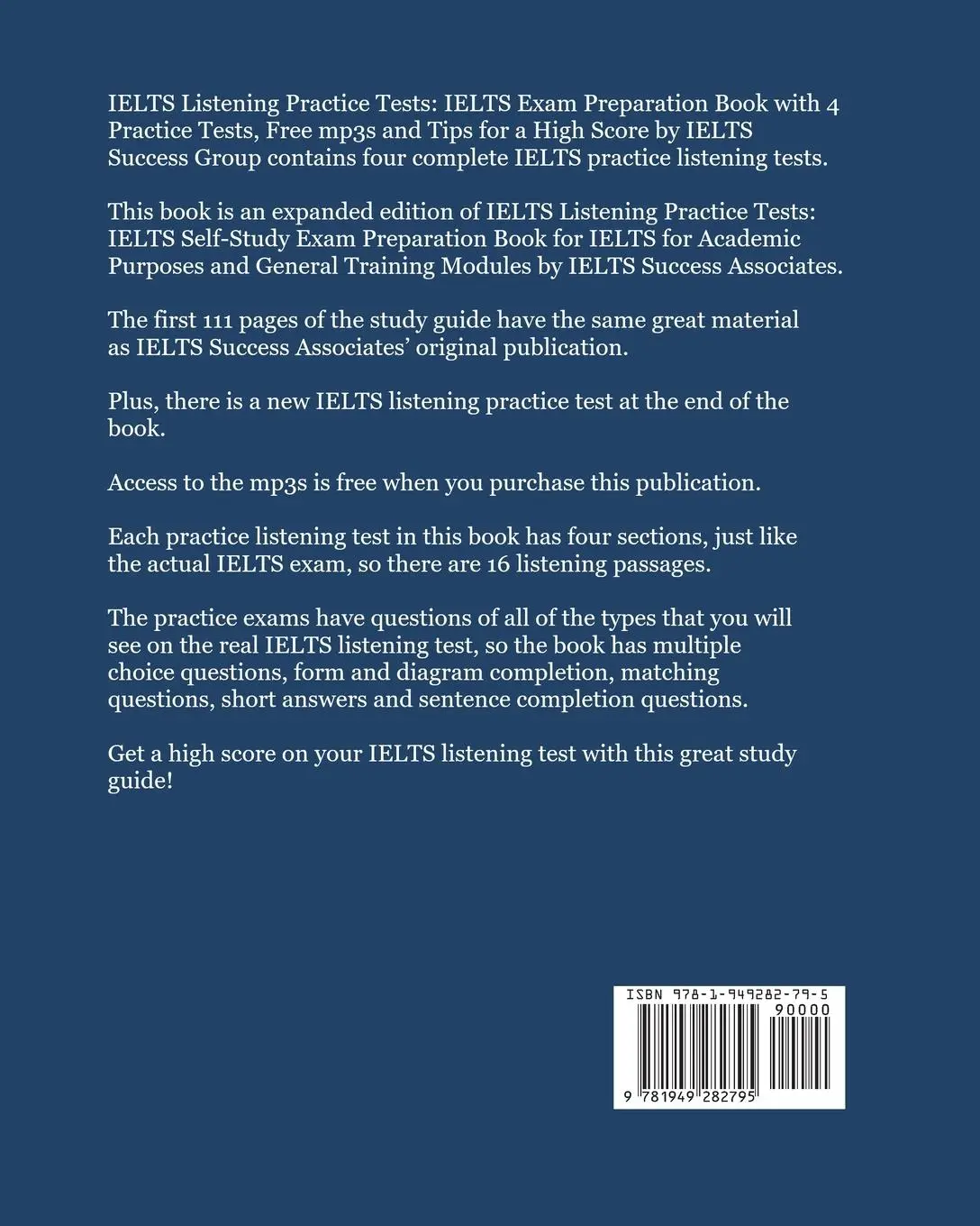 Rückseite: 9781949282795 | IELTS Listening Practice Tests | Ielts Success Group | Taschenbuch