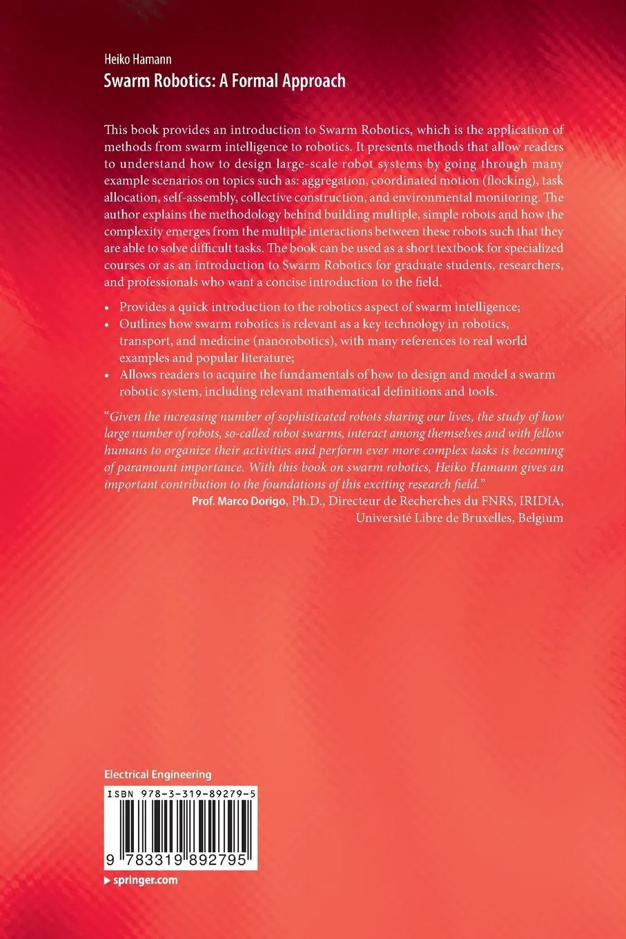 Rückseite: 9783319892795 | Swarm Robotics: A Formal Approach | Heiko Hamann | Taschenbuch | xi