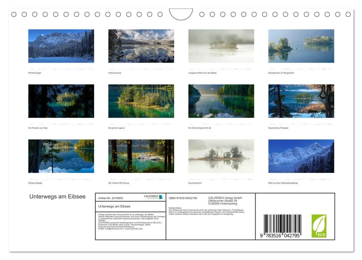 Bild: 9783516042795 | Unterwegs am Eibsee (Wandkalender 2026 DIN A4 quer), CALVENDO...