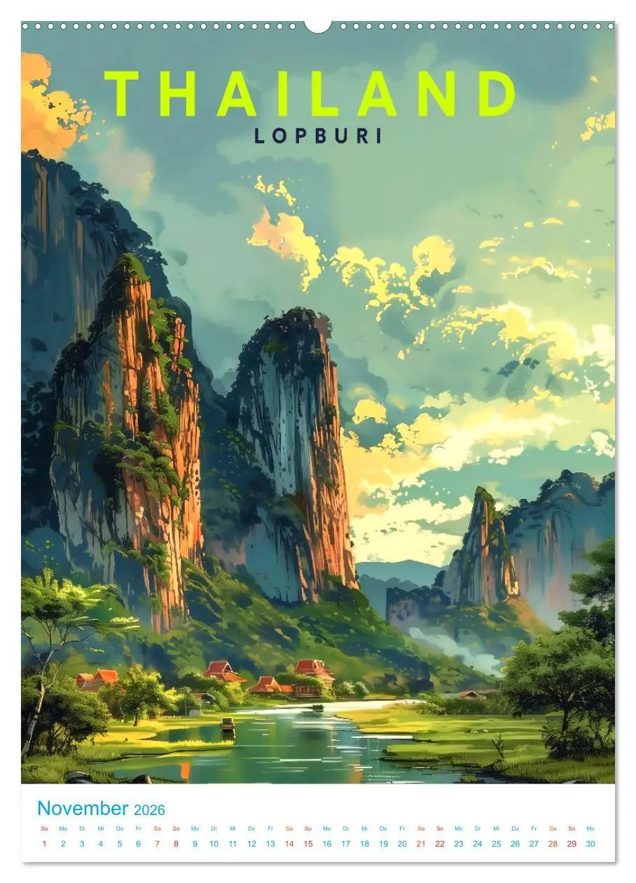 Bild: 9783516282795 | Thailand - Old School Poster Style (Wandkalender 2026 DIN A2 hoch),...