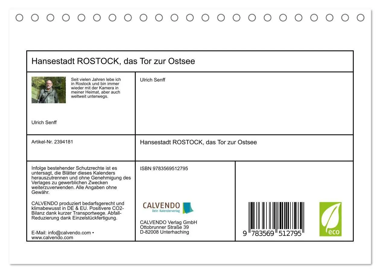 Bild: 9783569512795 | Hansestadt ROSTOCK, das Tor zur Ostsee (Tischkalender 2027 DIN A5...