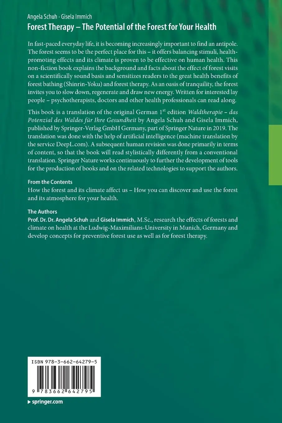 Rückseite: 9783662642795 | Forest Therapy - The Potential of the Forest for Your Health | Buch