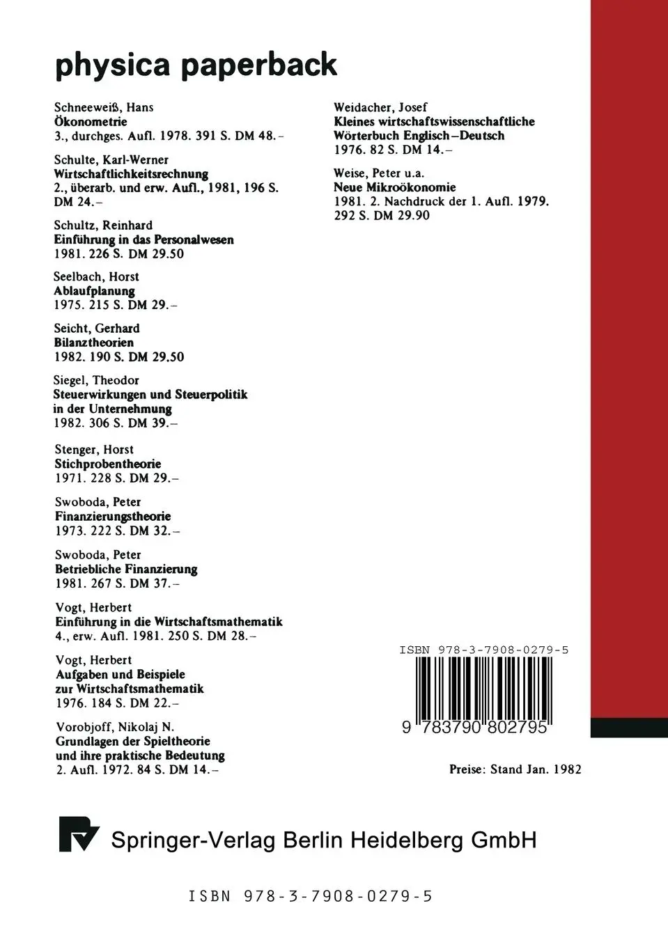 Rückseite: 9783790802795 | Bilanztheorien | G. Seicht | Taschenbuch | 198 S. | Deutsch | 1982