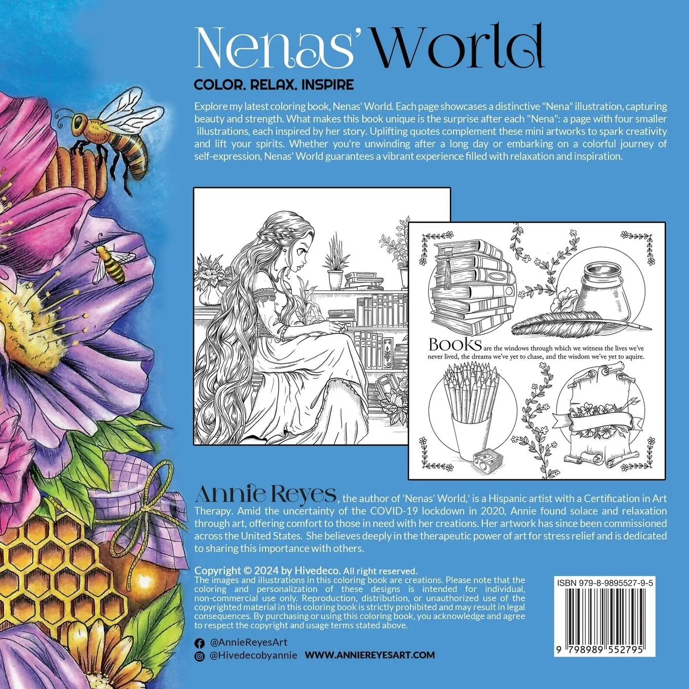 Rückseite: 9798989552795 | Nenas' World. Color. Relax. Inspire | Annie Reyes | Taschenbuch | 2024