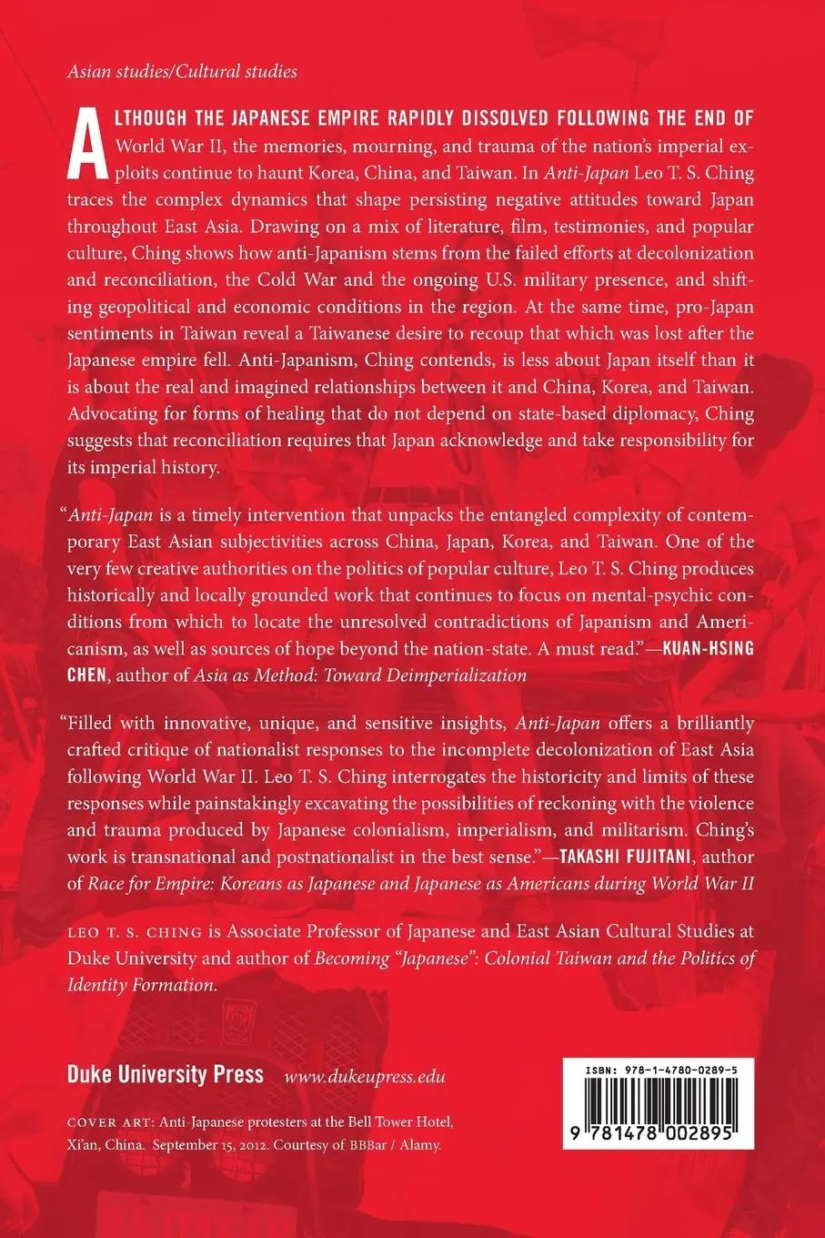 Rückseite: 9781478002895 | Anti-Japan | The Politics of Sentiment in Postcolonial East Asia