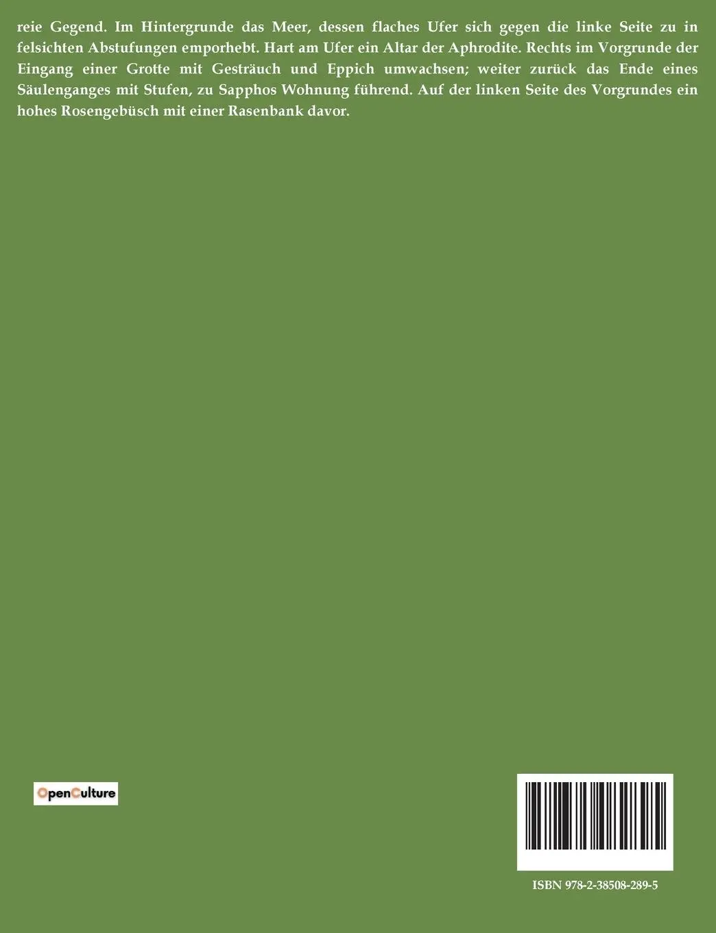 Rückseite: 9782385082895 | Sappho | Franz Grillparzer | Taschenbuch | 82 S. | Deutsch | 2022