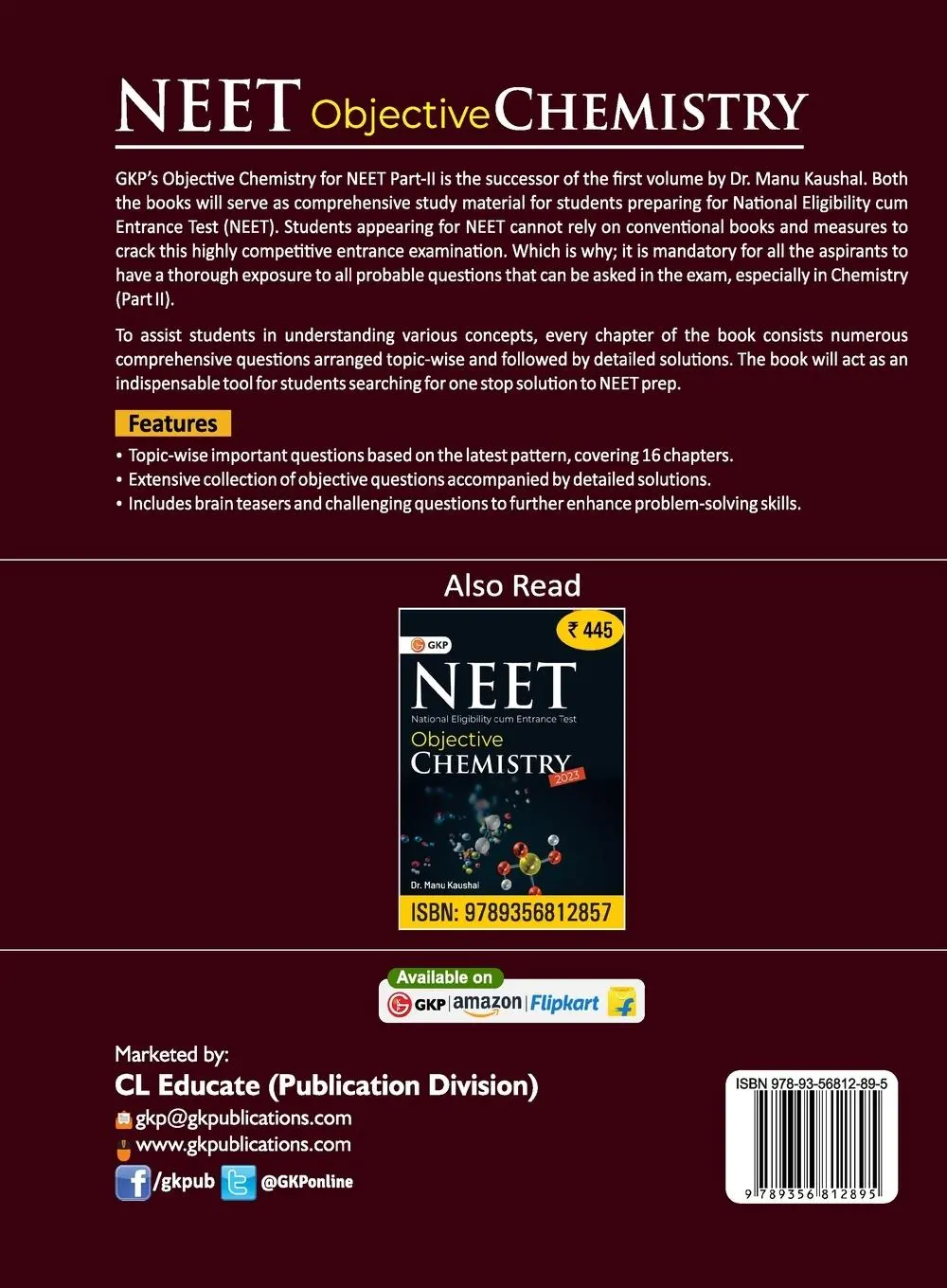 Rückseite: 9789356812895 | NEET 2024 | Objective Chemistry Part II by Dr. Manu Kaushal | Kaushal