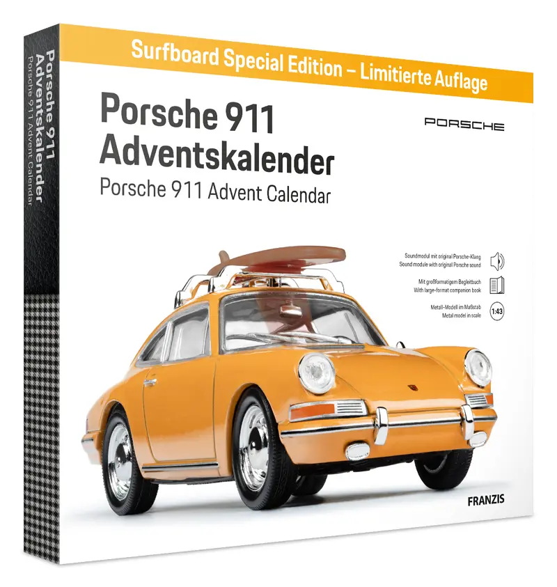 Cover: 4019631672995 | FRANZIS 67299 - Porsche 911 "Surfbrett" Bahamagelb Adventskalender