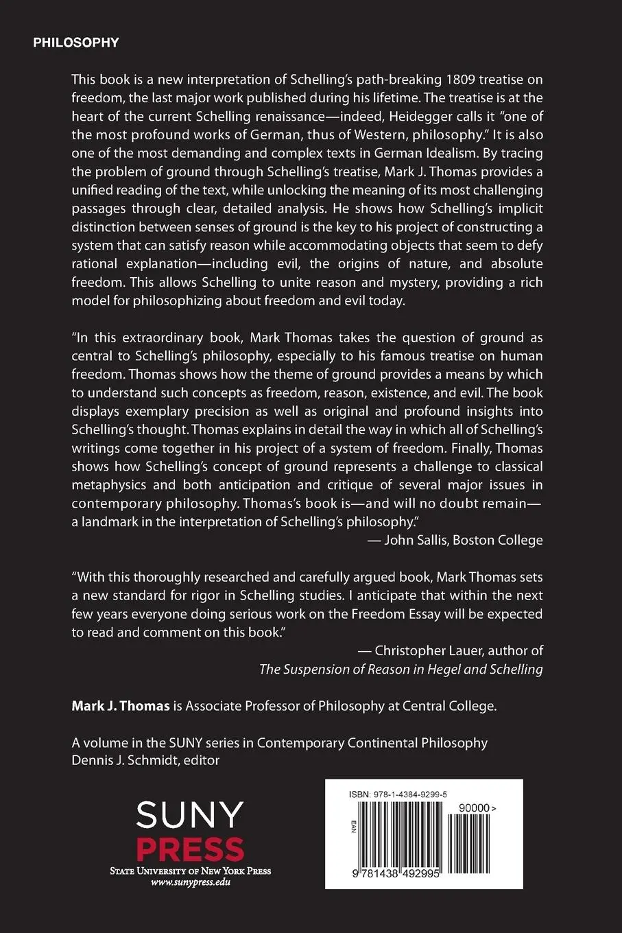 Rückseite: 9781438492995 | Freedom and Ground | A Study of Schelling's Treatise on Freedom | Buch