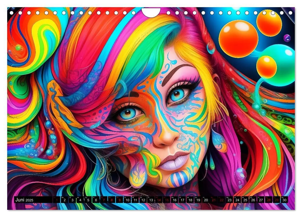 Bild: 9783383822995 | Psychedelische Ladies (Wandkalender 2025 DIN A4 quer), CALVENDO...