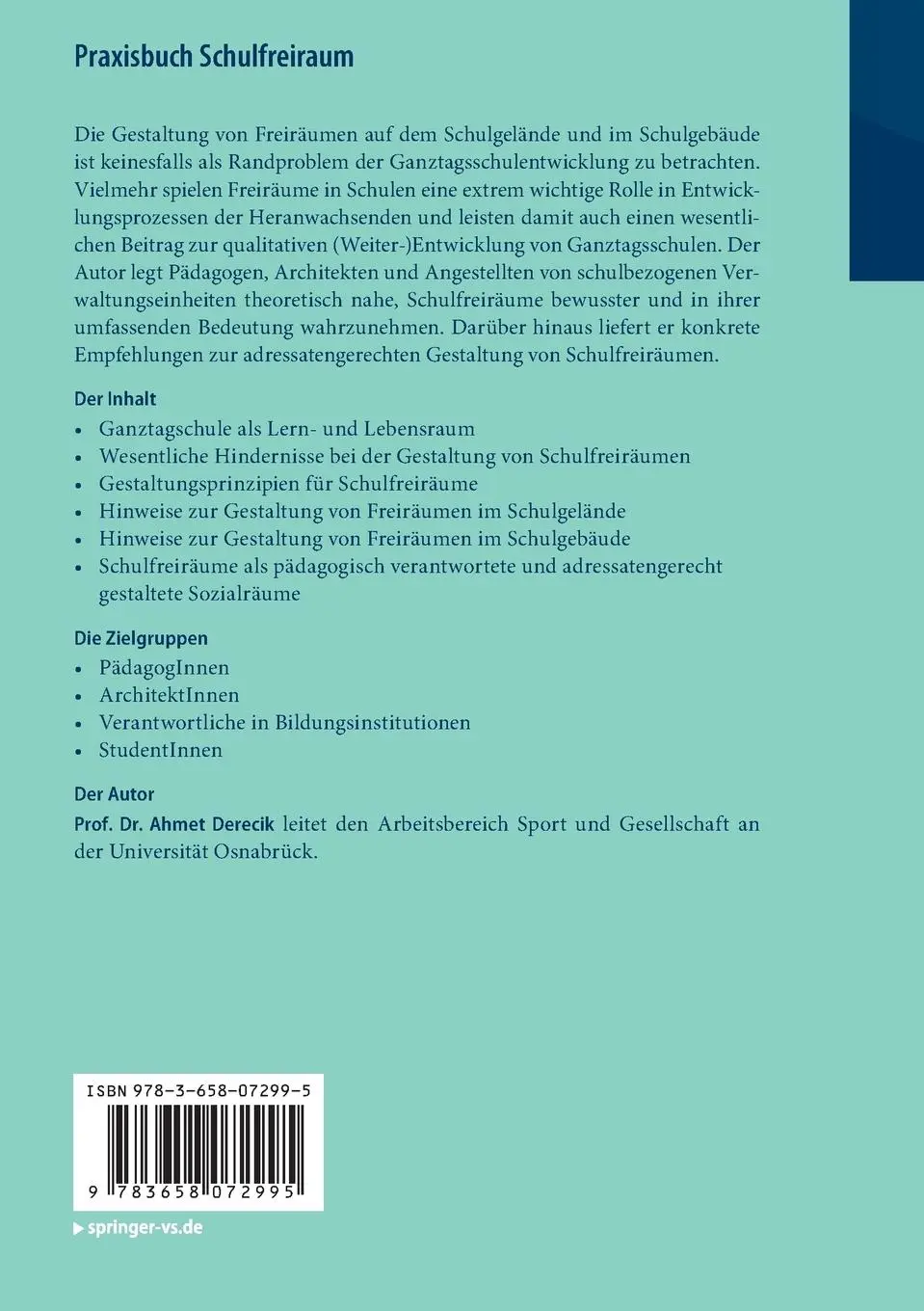 Rückseite: 9783658072995 | Praxisbuch Schulfreiraum | Ahmet Derecik | Taschenbuch | x | Deutsch