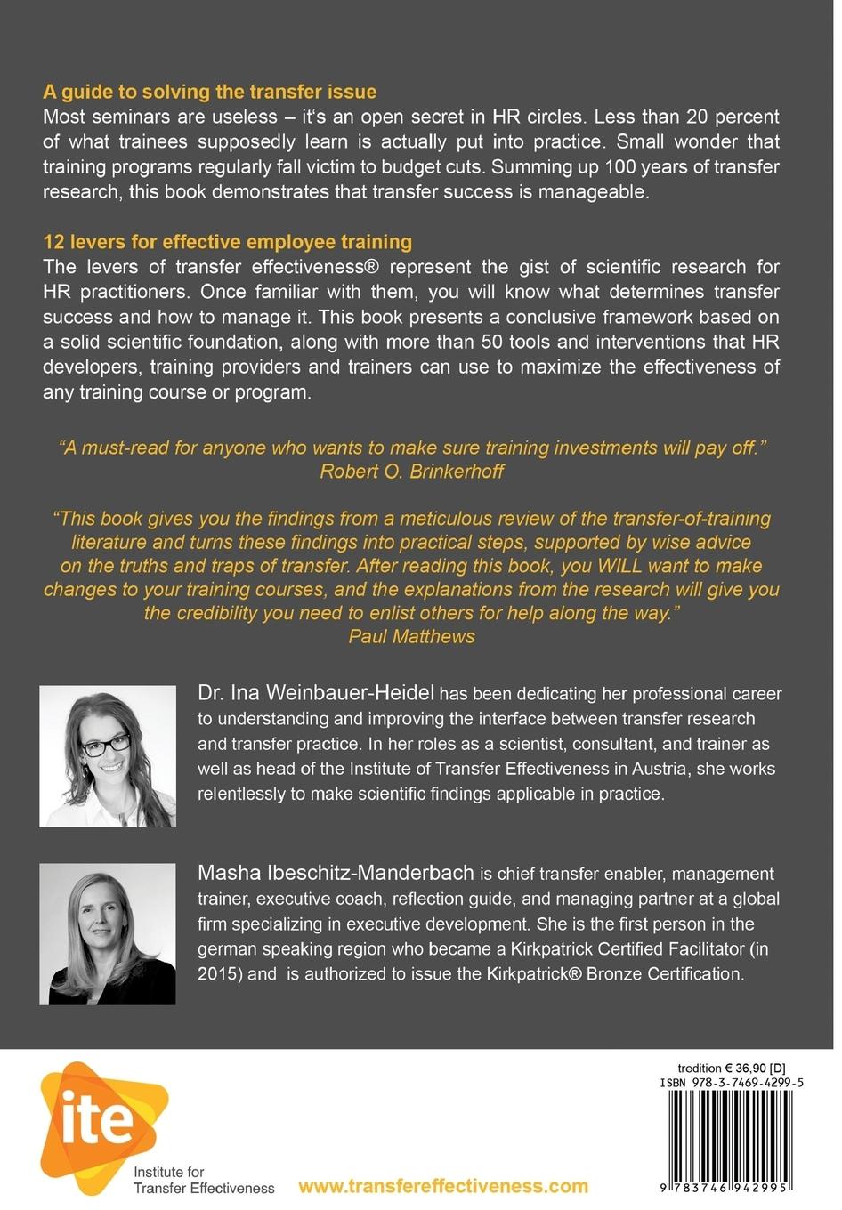 Rückseite: 9783746942995 | What Makes Training Really Work | 12 Levers Of Transfer Effectiveness