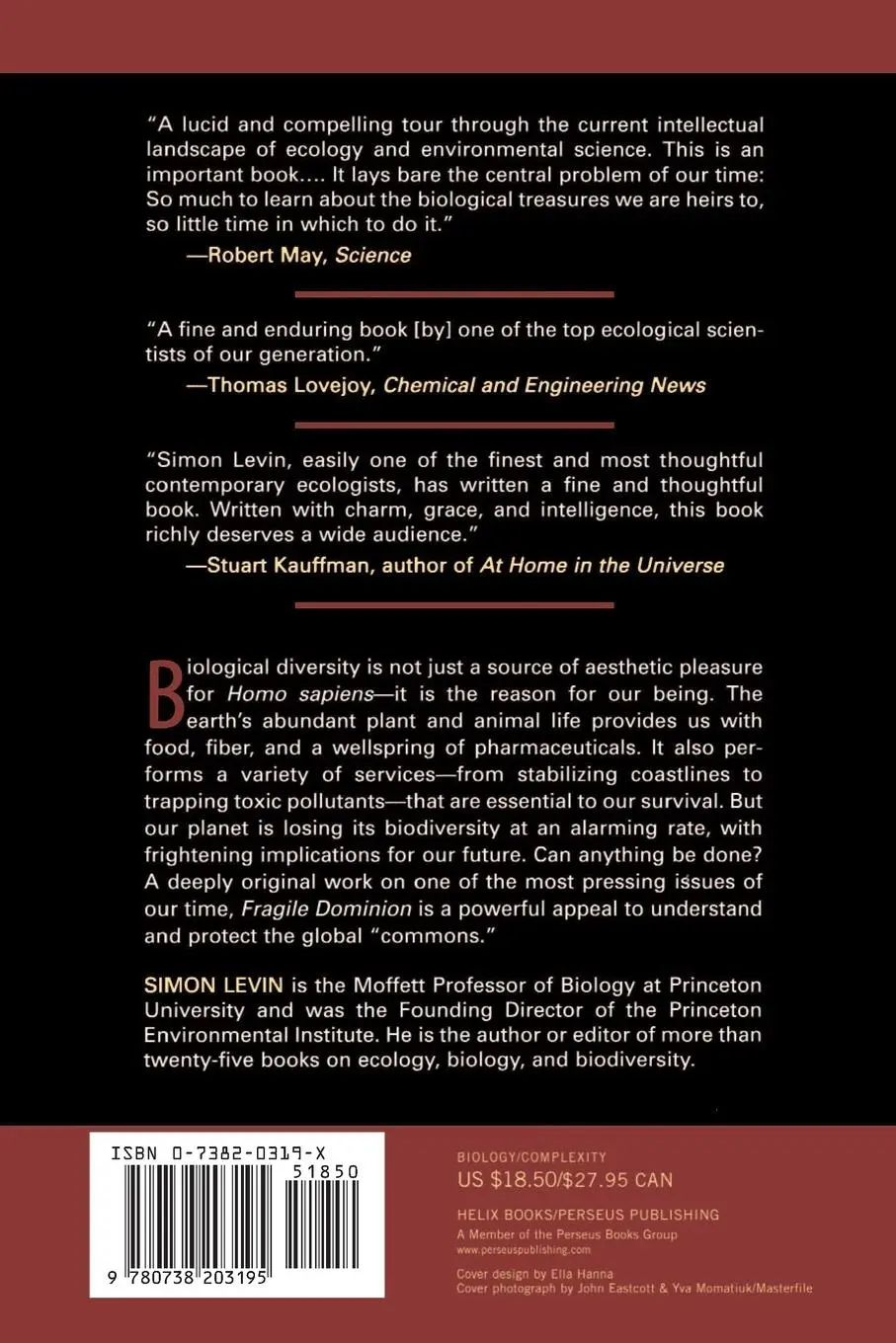 Rückseite: 9780738203195 | Fragile Dominion | Simon A. Levin | Taschenbuch | Englisch | 2000