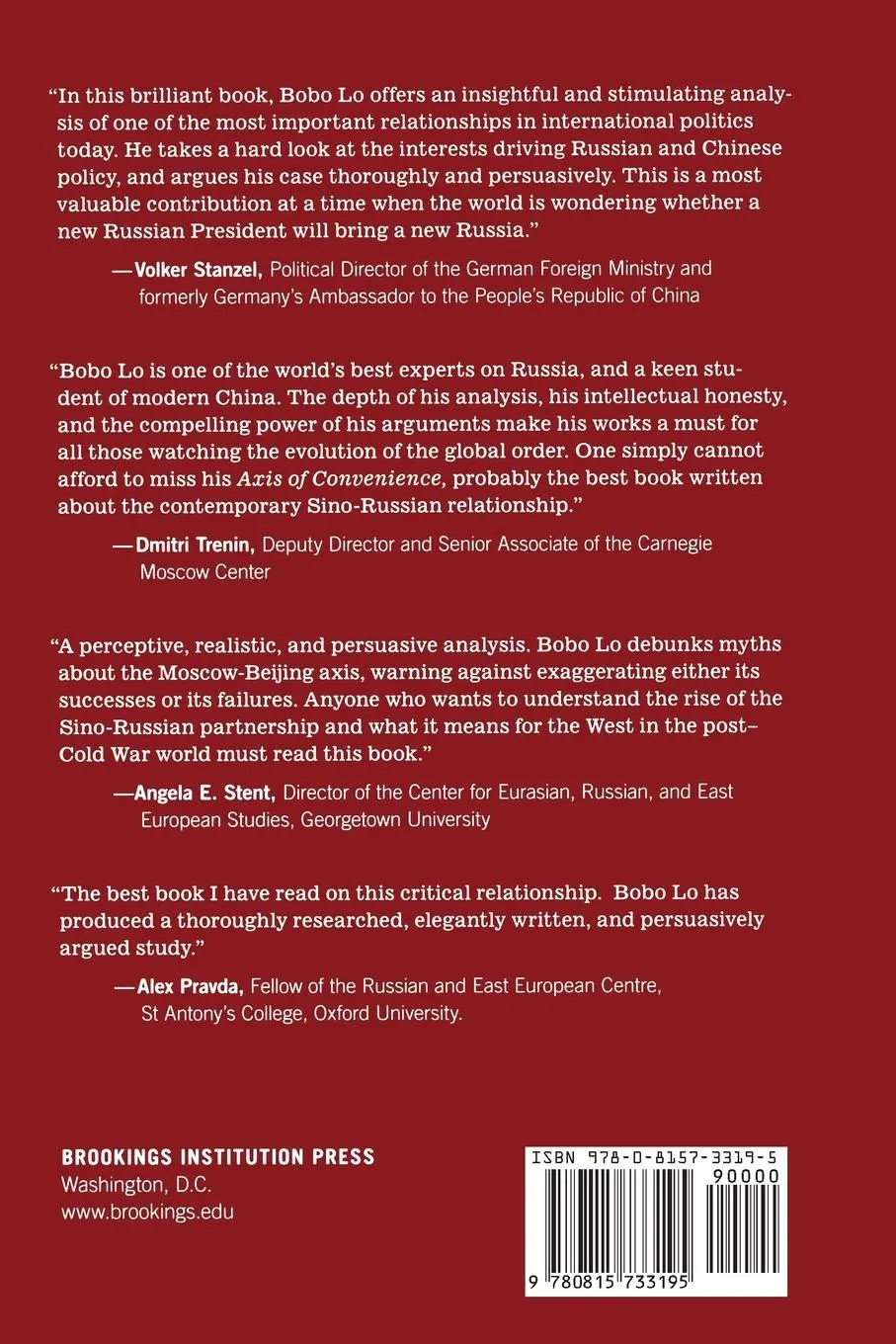 Rückseite: 9780815733195 | Axis of Convenience | Moscow, Beijing, and the New Geopolitics | Lo