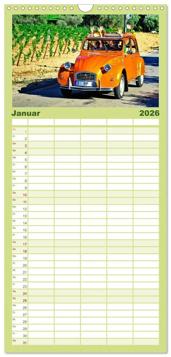 Bild: 9783516523195 | Familienplaner 2026 - Citroën 2CV - die Ente mit 5 Spalten...